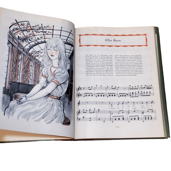 A Treasury of Stephen Foster 1946 1st Printing HC Dust Cover Vtg Song Book - Picture 14 of 16